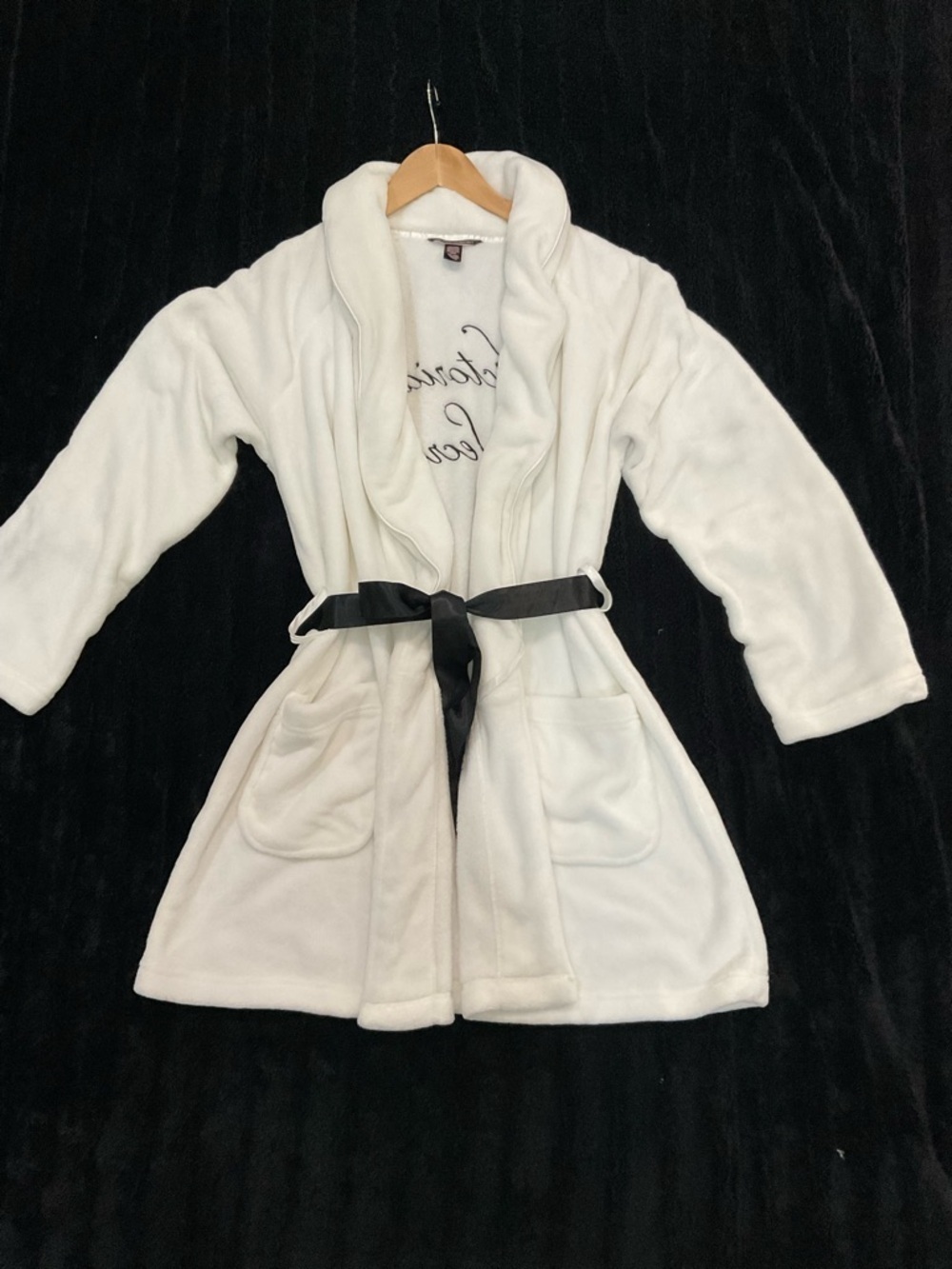 Victoria's Secret White Plush Robe with Black Belt
